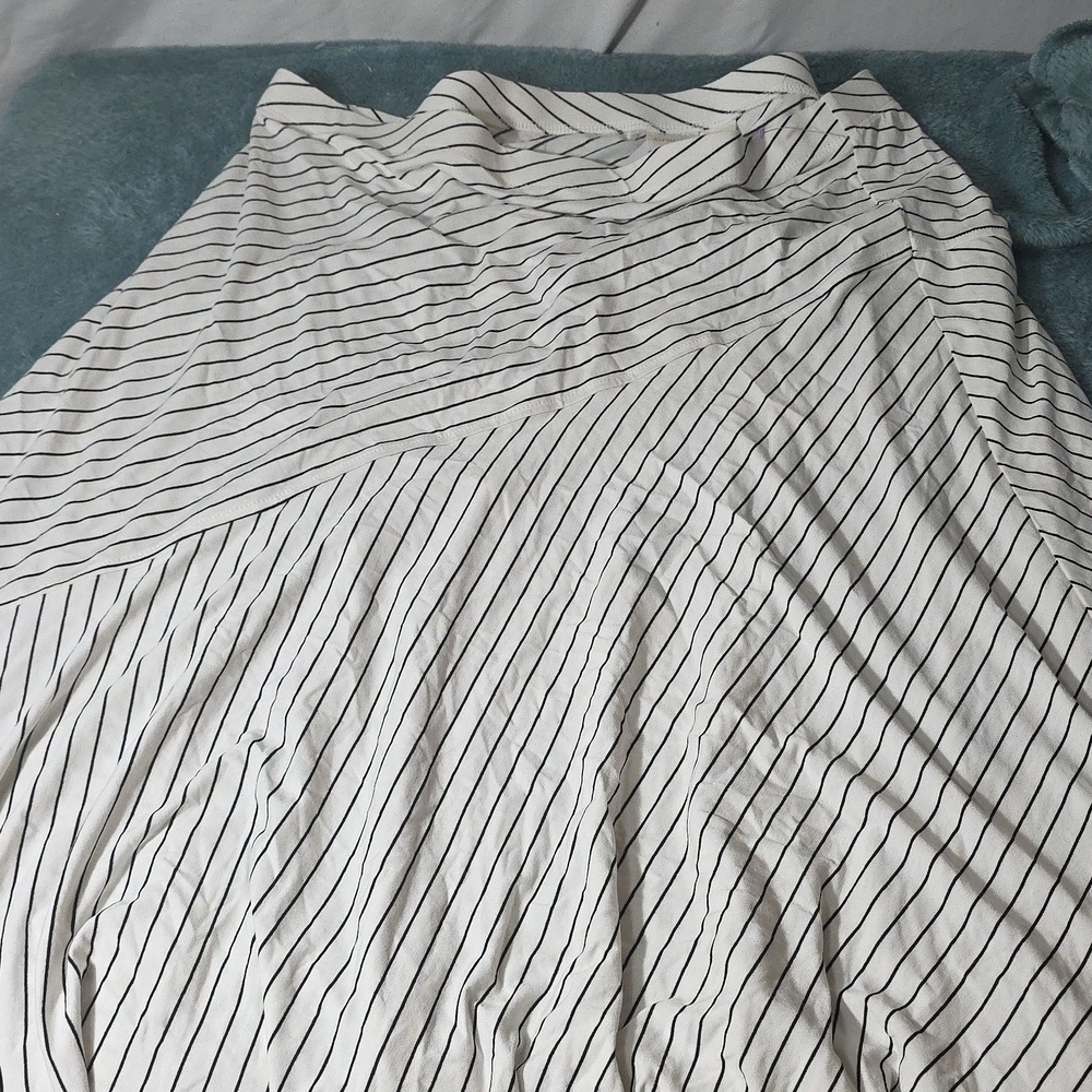 Chico's Black and White Striped A-Line Skirt